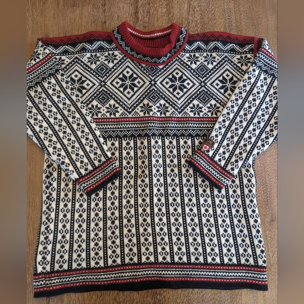 Black Canyon Canadian 100% Wool Sweater - 
Nordic Ski Fair Isle size L